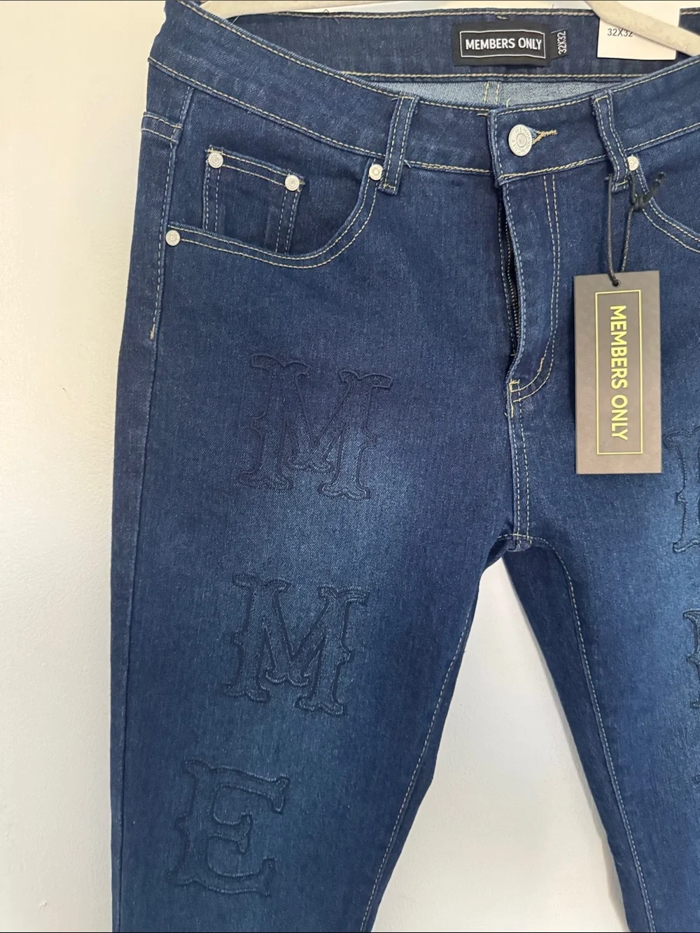 Members Only Dark Blue Skinny Jeans with Embroidered Logo